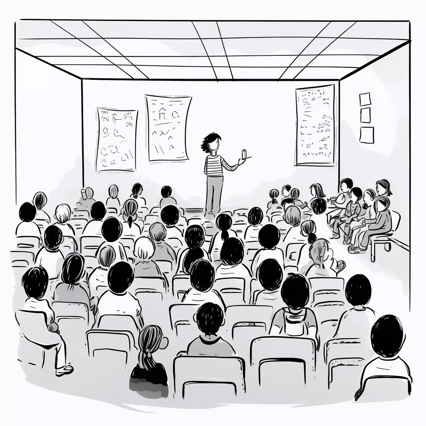 Digital artwork depicting young students receiving school education