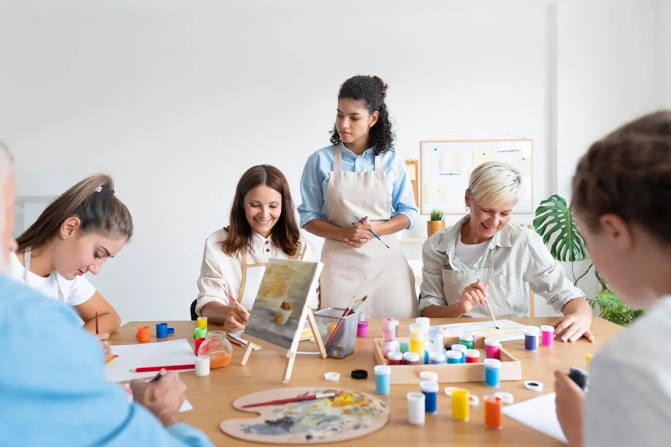 People gathering at a community center